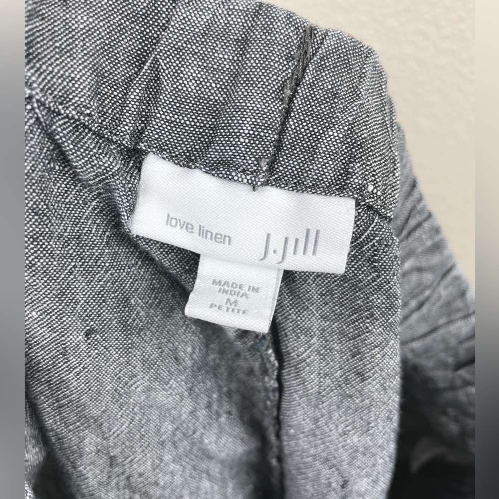 J.Jill Women's Medium Petite 100% Love Linen Grey Capris Pull On Elastic Pants - Picture 10 of 11